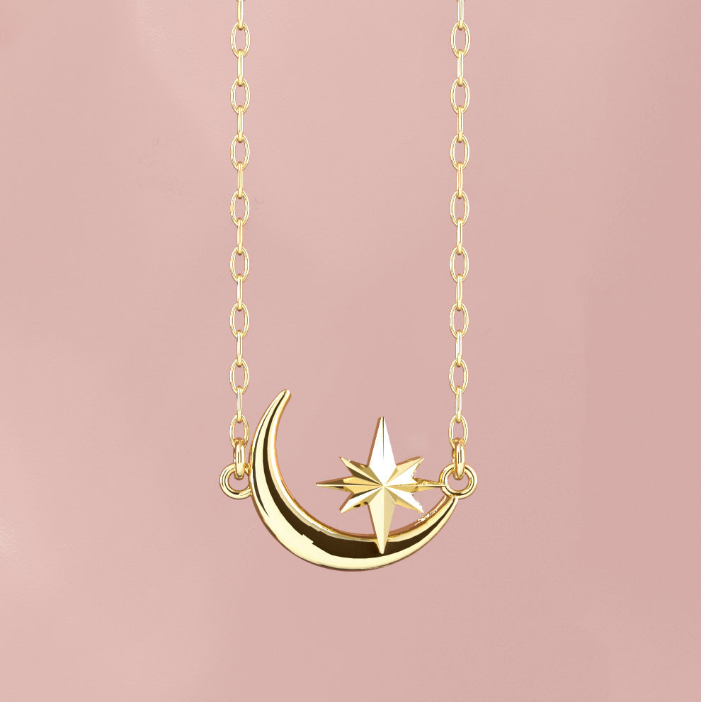 Crescent Moon & Star 16-18" Necklace